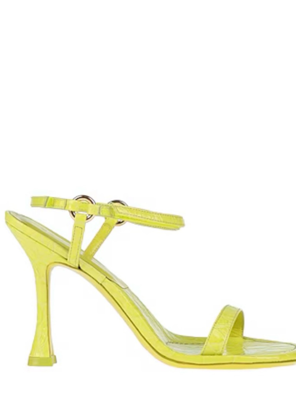 BY FAR Mia Crocodile-embossed Neon Yellow Leather High Heel Sandal